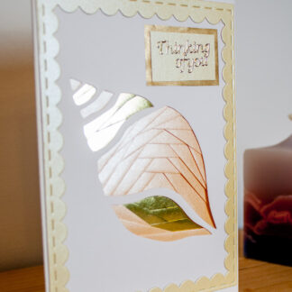Shell 'Thinking of you' card - peach and gold